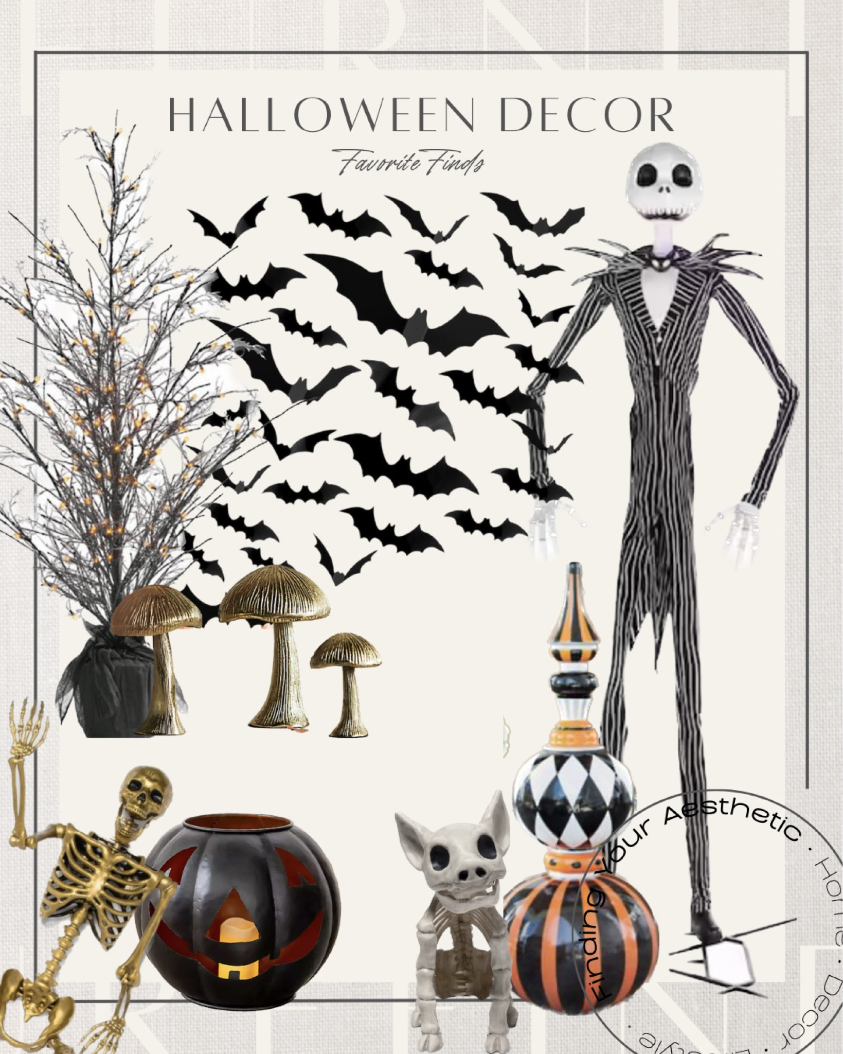 Halloween decor favorite finds for indoor and outdoor Halloween decorating

Halloween pumpkin, Jack o lantern, 5 ft skeleton, gold skeleton, target skeleton, Halloween tree, spooky tree, gold mushrooms, mushroom decorative accent, Home Depot skeleton, Jack skellington, pumpkin topiary, animal skeleton, Halloween bats, wall bats, Amazon seasonal, target Halloween, Halloween party

#LTKHalloween #LTKhome #LTKSeasonal