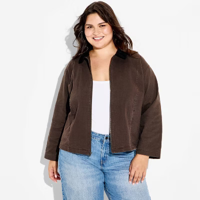 Women's Twill 90's Barn Field Jacket - Wild Fable™ Brown 1X | Target