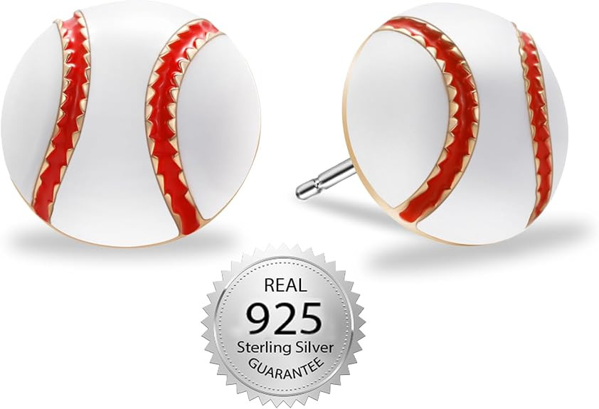 SmileBelle Sterling Silver Baseball Earrings for Women, Baseball Mom Studs Matching Softball Game... | Amazon (US)