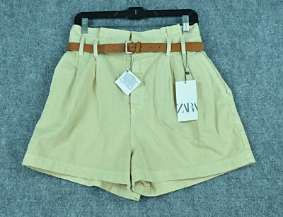 Zara Shorts Women's 10 High Waist Baggy Beige Paperbag Bermuda Belted NWT | eBay | eBay US