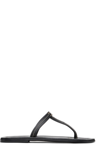 TOTEME - Black 'The T-Strap' Sandals | SSENSE