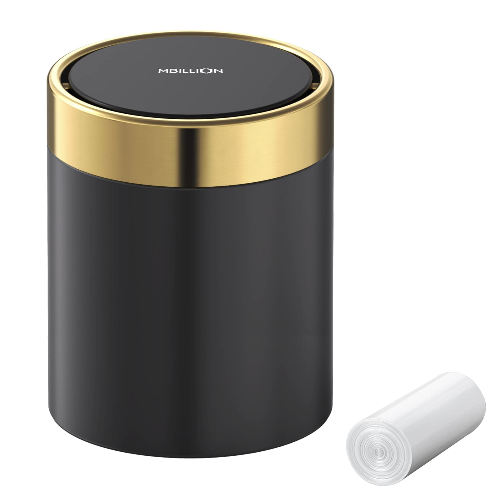 Mini Trash Can with Lid, Desktop Small Trash Can Recycling Bin Cute Metal Garbage Can for Tableto... | Amazon (US)