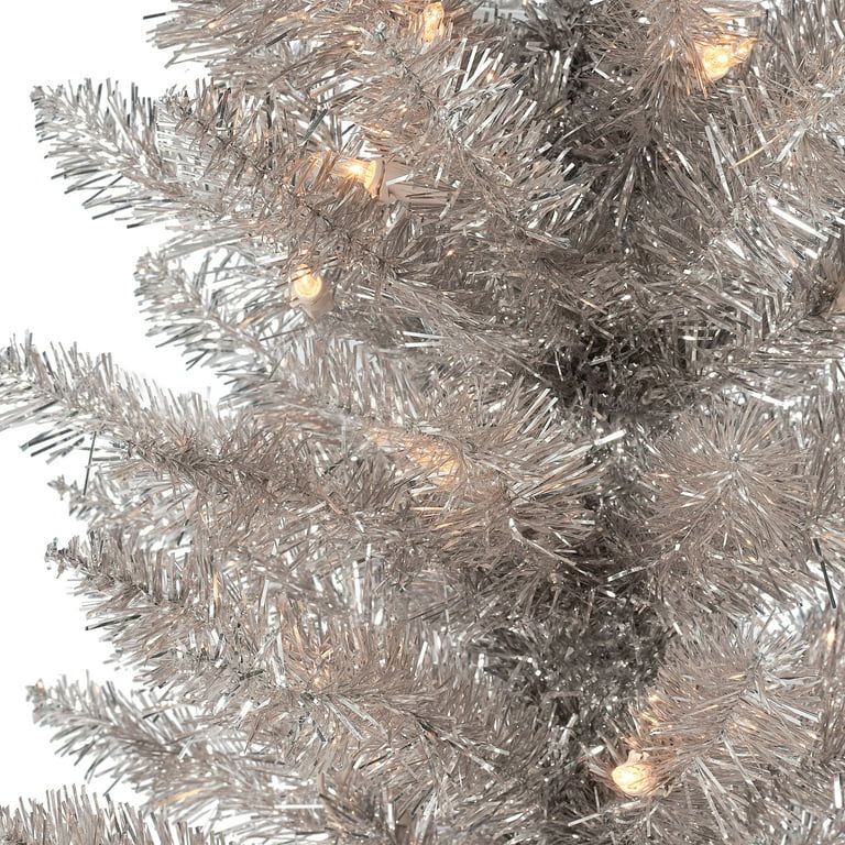 Holiday Time 4ft Pre-Lit Rose Gold Tinsel Christmas Tree, Rose Gold, 4', Clear | Walmart (US)