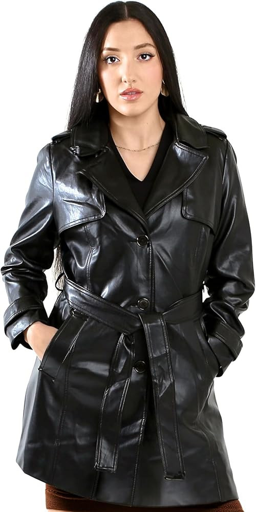 Vince Camuto Faux Leather Jackets for Women WinterLeather Trench Coats for Women | Amazon (US)