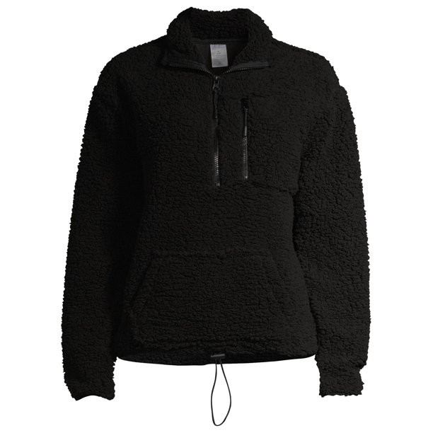 No Boundaries Juniors' Cinched Waist Half-Zip Sherpa Pullover | Walmart (US)
