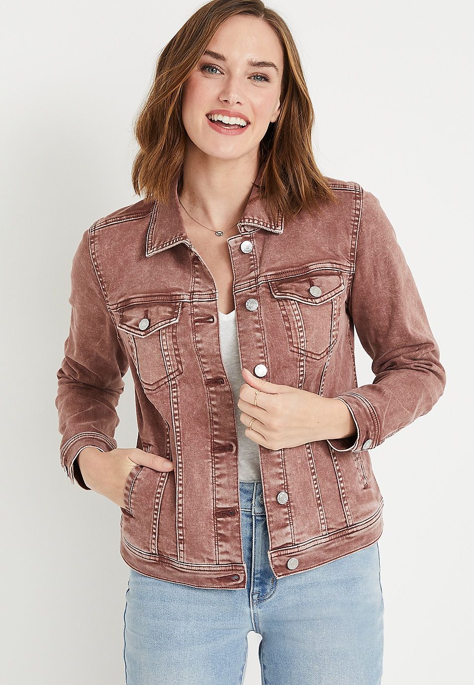 Tan Wash Denim Jacket | Maurices