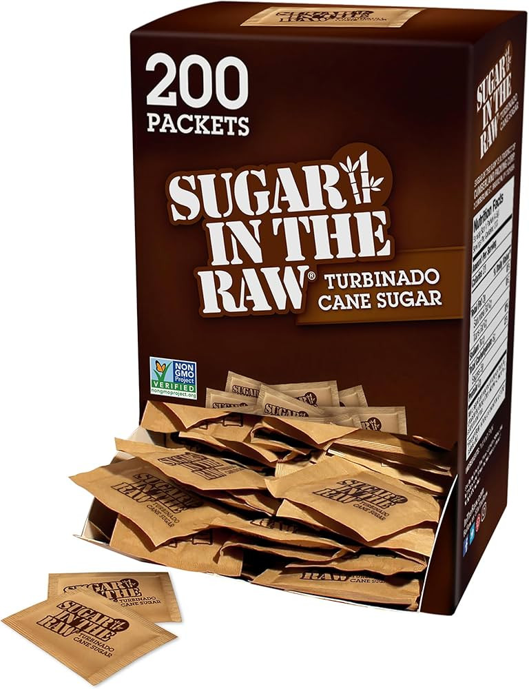 Sugar In The Raw Turbinado Cane Sugar Packets, 200 Count, Natural Sweetener for Drinks and Baking... | Amazon (US)