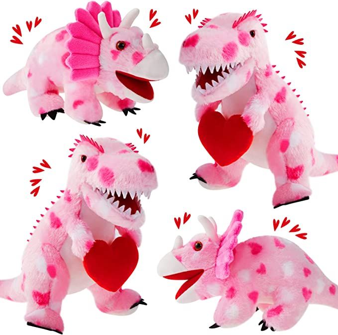 2 PCS 12 Inch Valentines Day Stuffed Animals Love Plush Dinosaur Stuffed Animal Holding Heart Kaw... | Amazon (US)