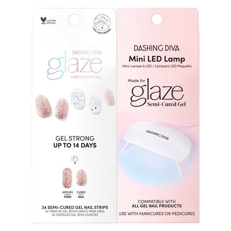 Dashing Diva Glaze Art Studio Mani Bundle Nail Art - Falling Stars and Mini LED Lamp - 34ct | Target