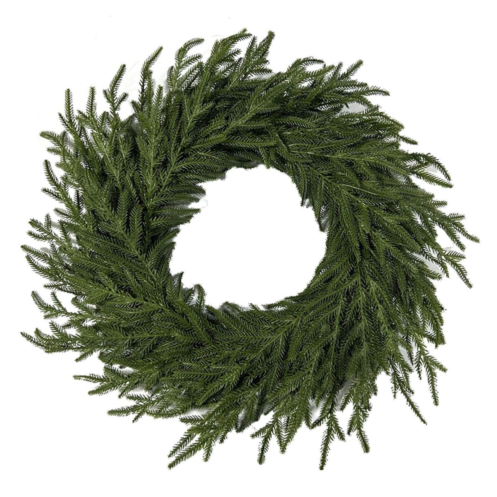 16 Inch Real Touch Norfolk Pine Wreath, Faux Pine Needles Fake Green Wreath, Artificial Plants Gr... | Amazon (US)