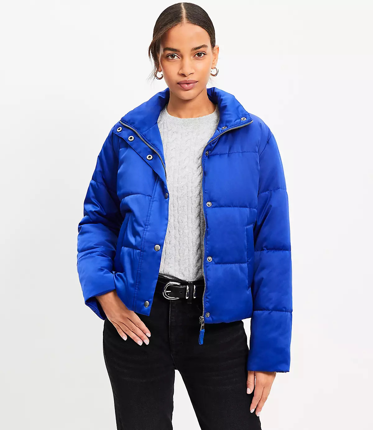 Sateen Puffer Jacket | LOFT