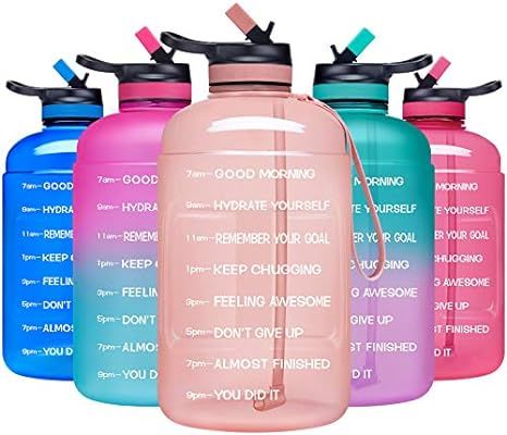 ADOLPH Large Half Gallon Motivational Water Bottle with 2 Lids (Chug and Straw), Leakproof BPA Fr... | Amazon (US)