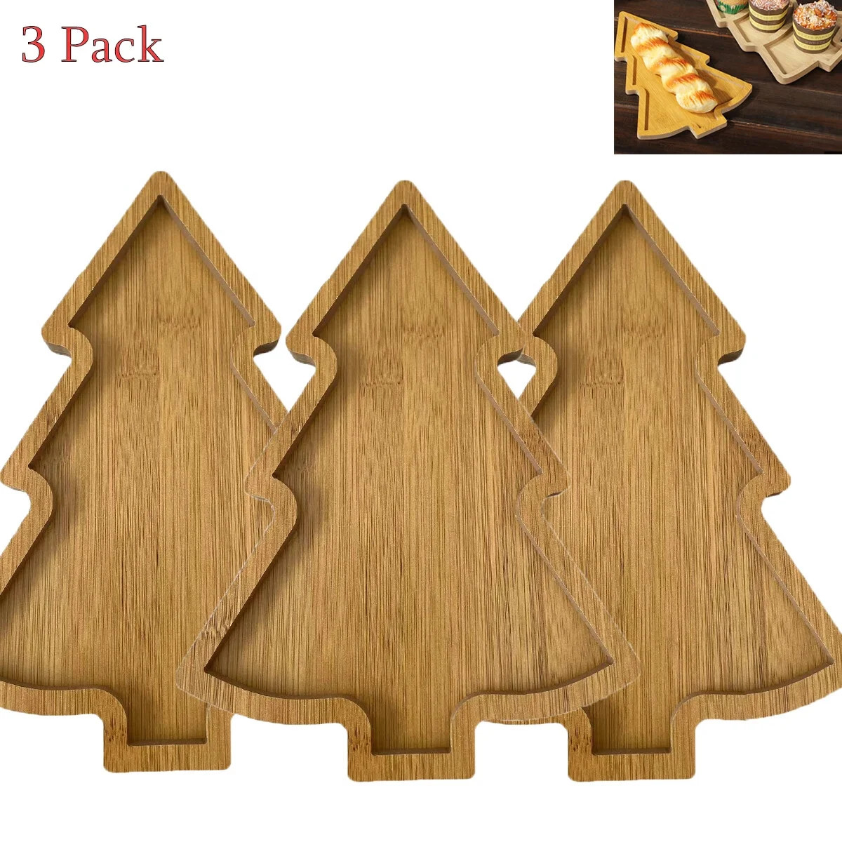 3 Pcs Wooden Christmas Dishes Christmas Tree Serving Plate Tray Shaped Christmas Tree Board for F... | Walmart (US)