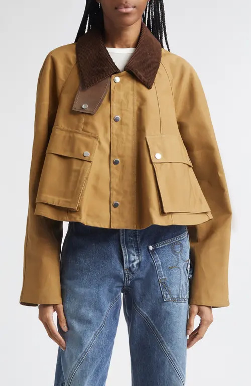 JW Anderson Waxed Cotton Swing Barn Jacket in Biscuit at Nordstrom, Size 12 | Nordstrom