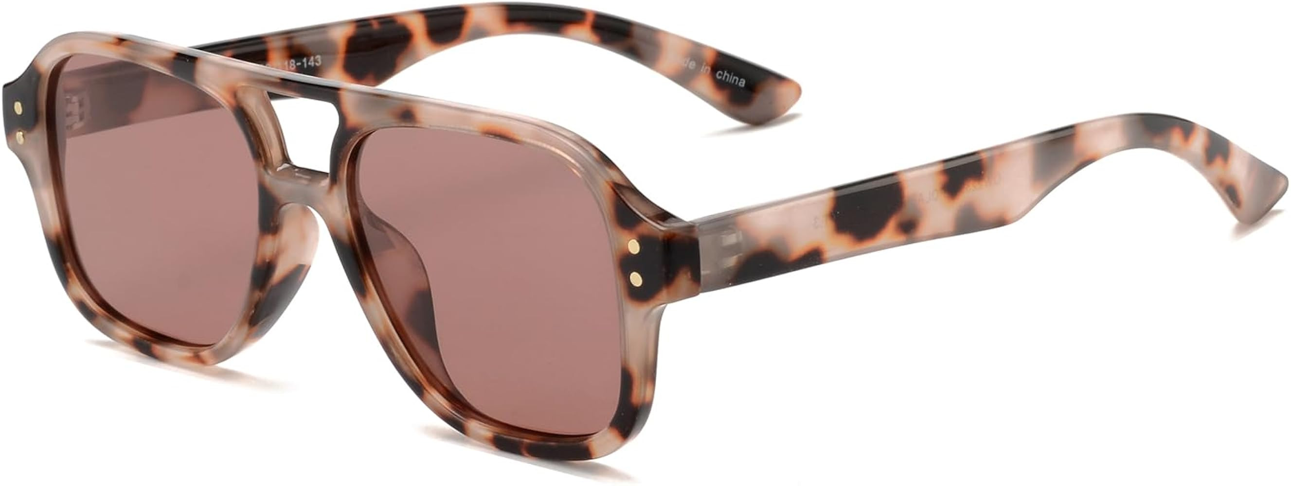 OUWEN Retro Polarized Square Aviator Sunglasses Womens Mens, Trendy Designer Rectangle Sun Glasse... | Amazon (US)