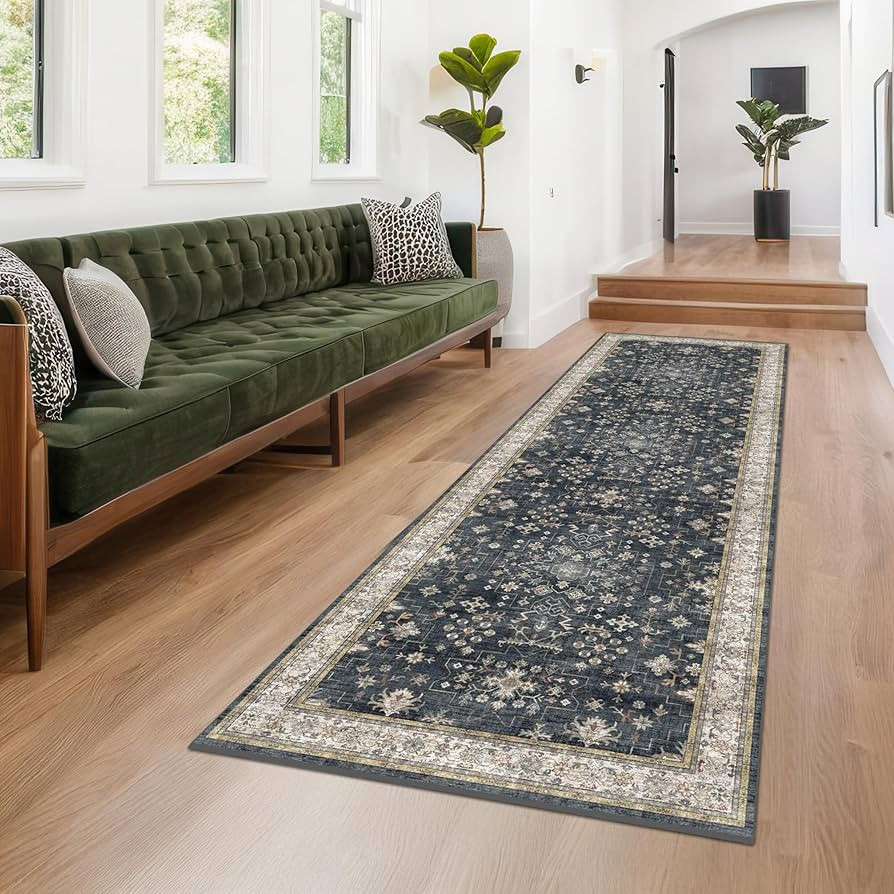 Black Boho Washable 3x10 Extra Long Hallway Runner Rug, Waterproof Large Kitchen Floor Rug Indoor... | Amazon (US)