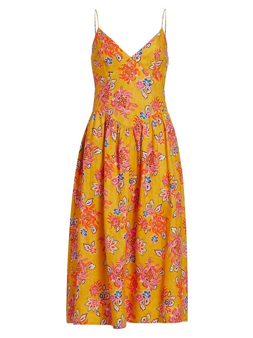 Sophie Linen Floral Midi-Dress | Saks Fifth Avenue