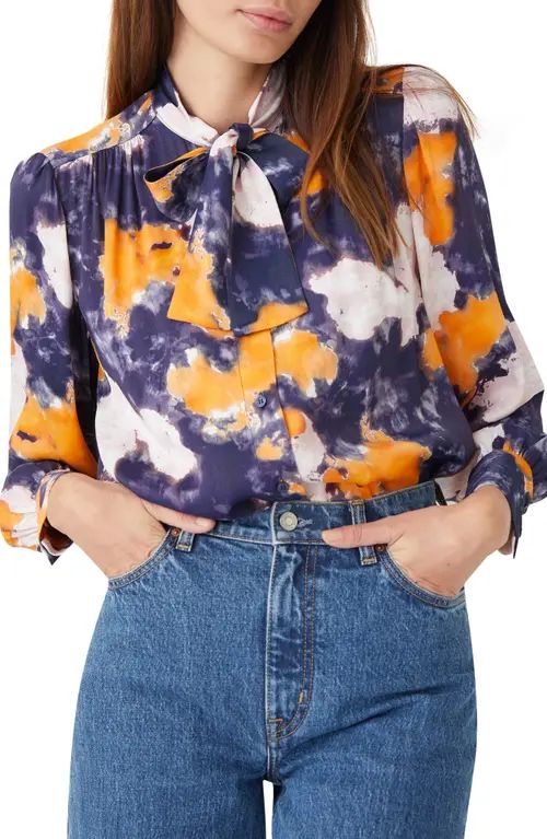 & Other Stories Print Tie Neck Blouse in Multi Tiedye at Nordstrom, Size 2 | Nordstrom