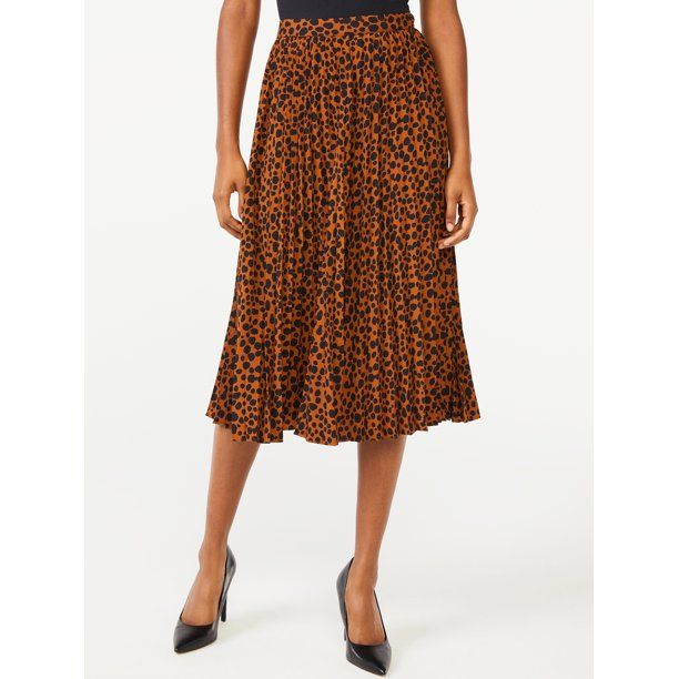 Scoop Women's Printed Pleated Midi Skirt - Walmart.com | Walmart (US)