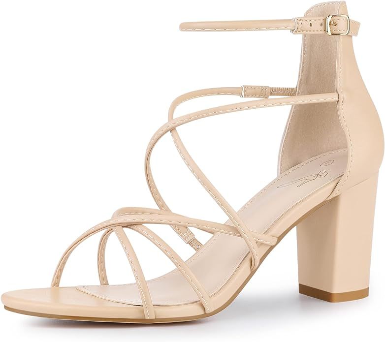 Perphy Crisscross Strappy Strap Chunky Heels Sandals for Women | Amazon (US)