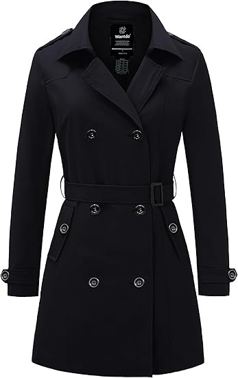 wantdo Women's Waterproof Trench Coat Classic Lapel Outerwear Coat with Belt | Amazon (US)