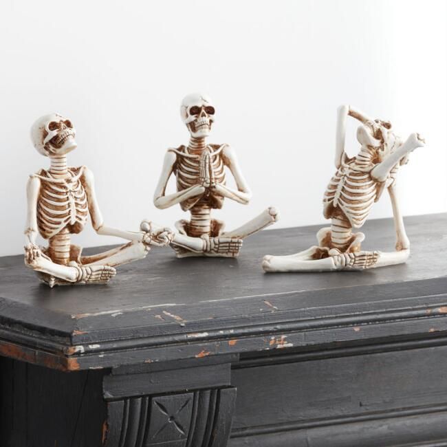 Antiqued Yoga Skeleton Decor Set of 3 | World Market