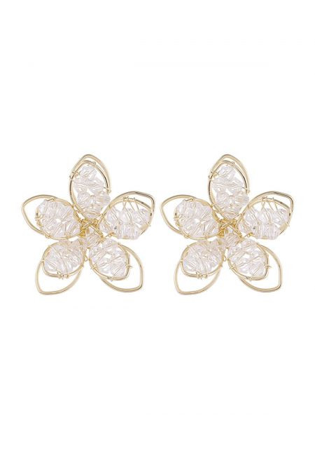 3D Lotus Hollow Out Earrings | Chicwish