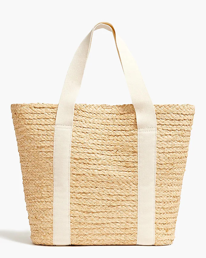 Raffia straw structured tote bag | J.Crew Factory