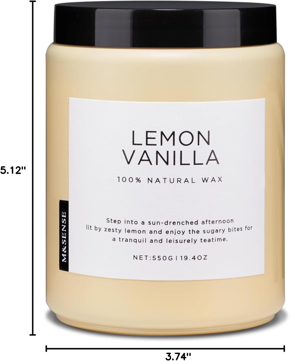 M&SENSE Lemon Vanilla Scented Candles, 19.4oz Organic Soy Wax, 110 Hours Long Lasting Slow Burn, ... | Amazon (US)