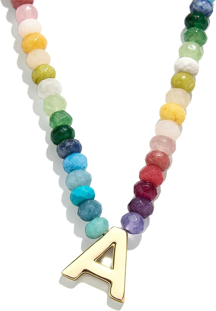 Semi-Precious Block Initial Necklace | Amazon (US)