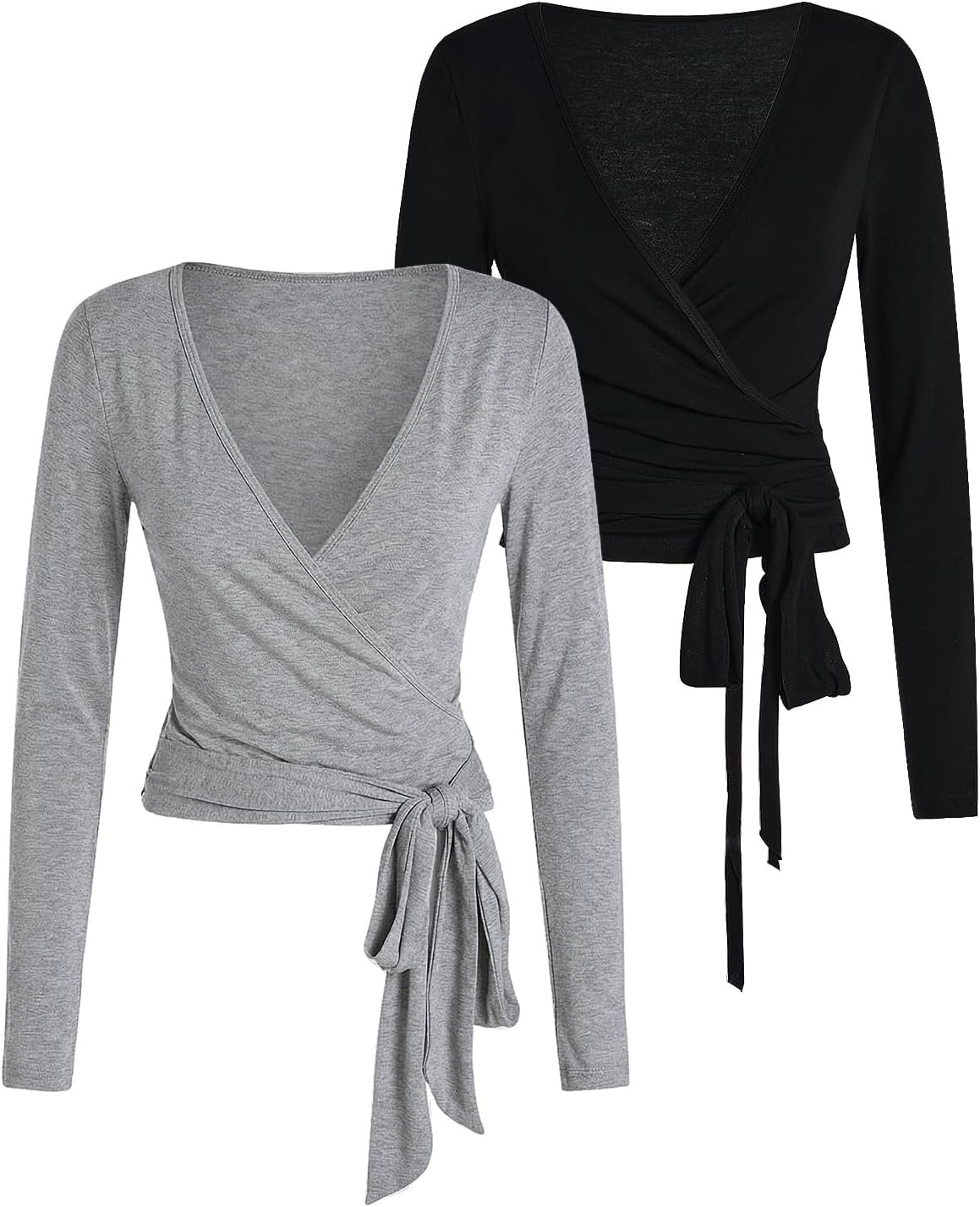 SweatyRocks Women's Pilates Wrap Tops Ballet Yoga Coquette Shirt | Amazon (US)