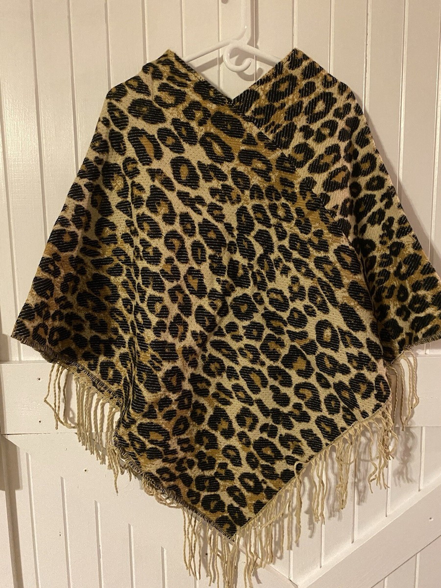 Animal Print Over The Head  Poncho Absolutely Gorgeous- Measurements On Pic | eBay US