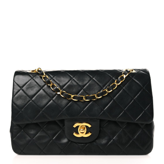 Chanel  Lambskin Quilted Small Double Flap Black | FASHIONPHILE (US)