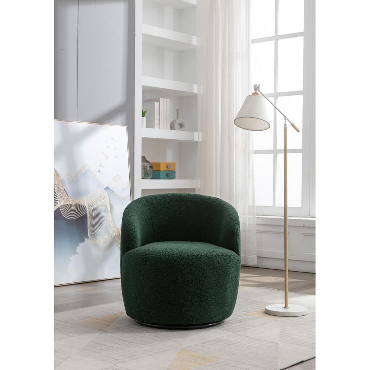 Fannie 25.20'' Wide Boucle Upholstered 360° Swivel Barrel Chair-The Pop Maison | Target