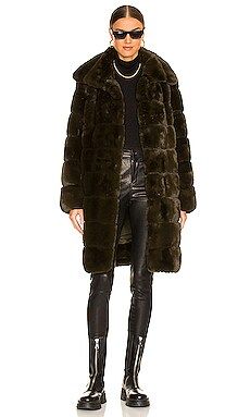 Adrienne Landau Faux Fur Long Coat in Dark Green from Revolve.com | Revolve Clothing (Global)