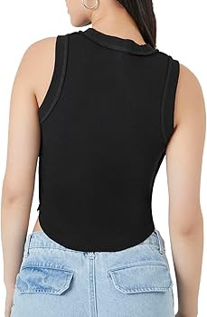 Forever 21 Women's Cropped Curved-Hem Tank Top | Amazon (US)