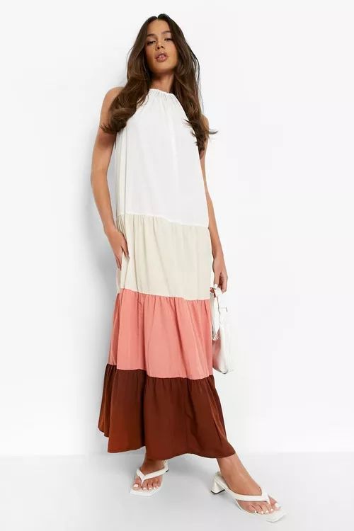 Tiered Colour Block Maxi Dress | Boohoo.com (US & CA)