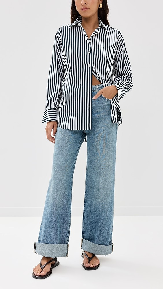 FRAME Le Jane Wide Leg Cuffed Jeans | Shopbop | Shopbop