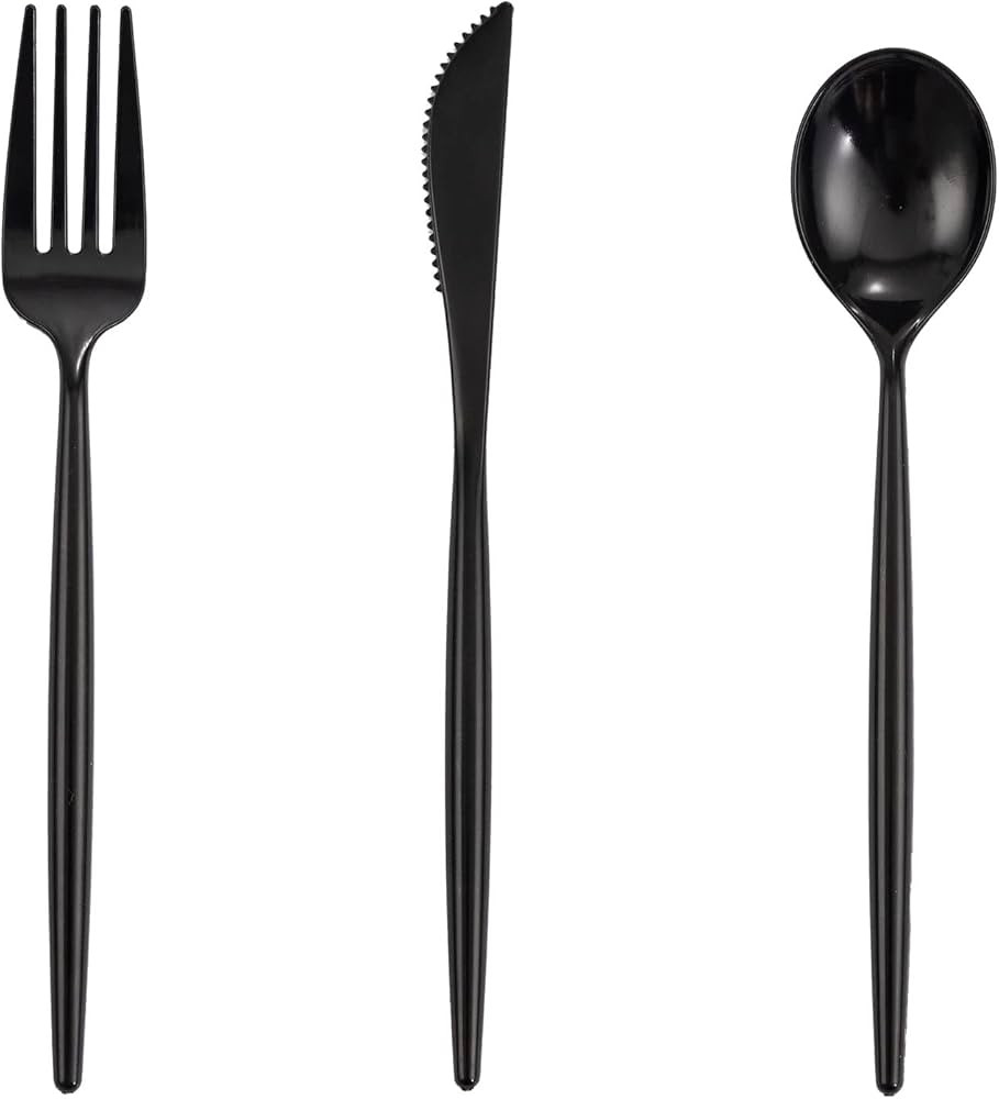 Supernal 180pcs Black Plastic Silverware Plastic Silverware Heavy Duty Black Party Plastic Cutler... | Amazon (US)