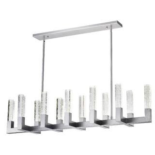 Dianyi 12-Light Chrome Rectangular Crystal LED Chandelier | The Home Depot