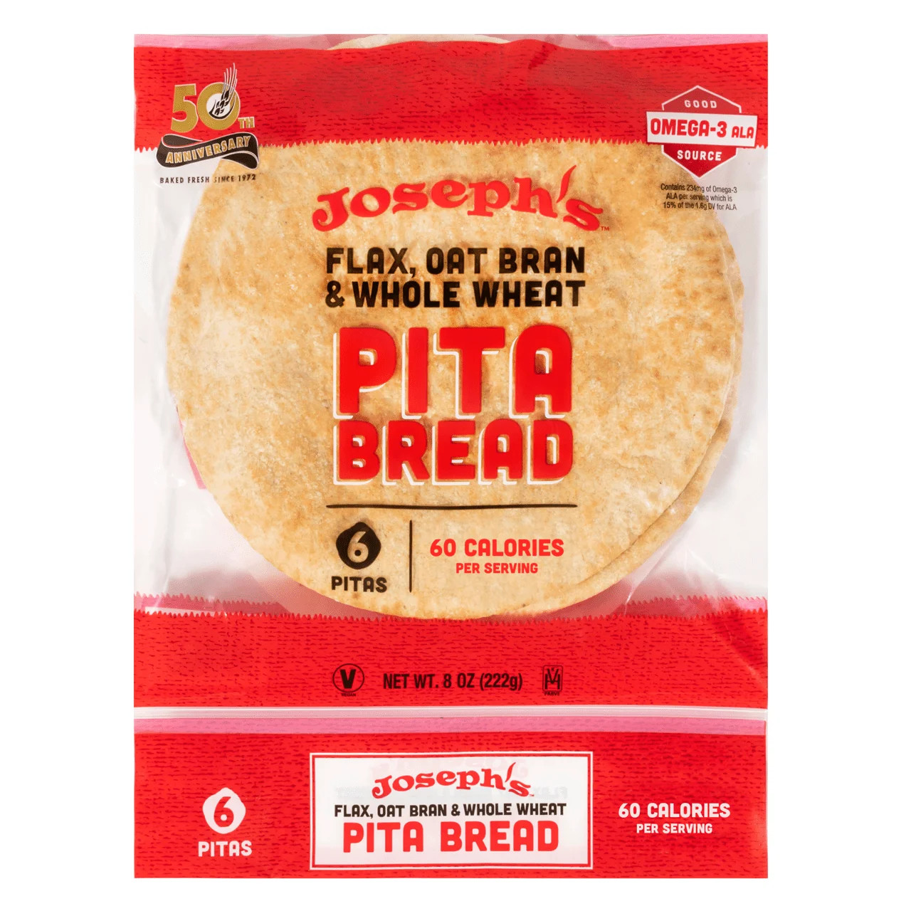 Joseph's Low Net Carb Flax Pita Bread 6 Count 8oz (Pack of 2) | Walmart (US)