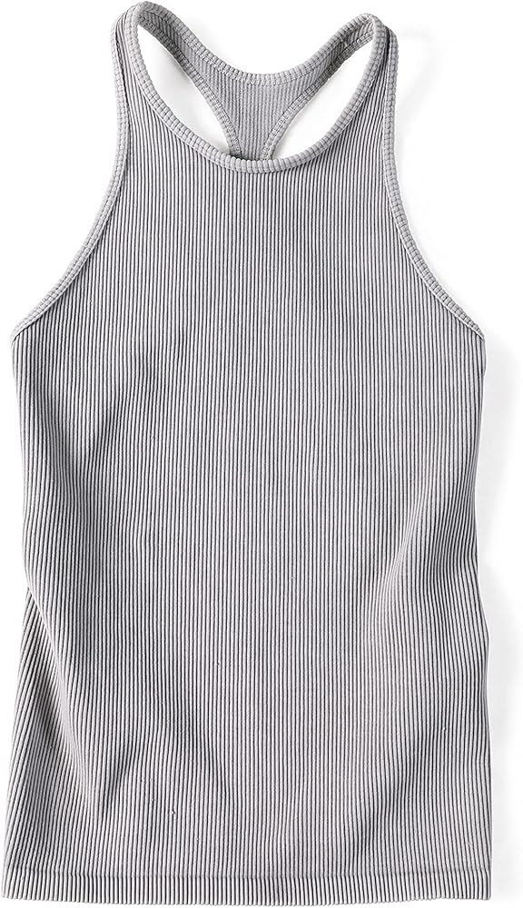 ODODOS Women's Crop 3-Pack Washed Seamless Rib-Knit Camisole Crop Tank Top | Amazon (US)