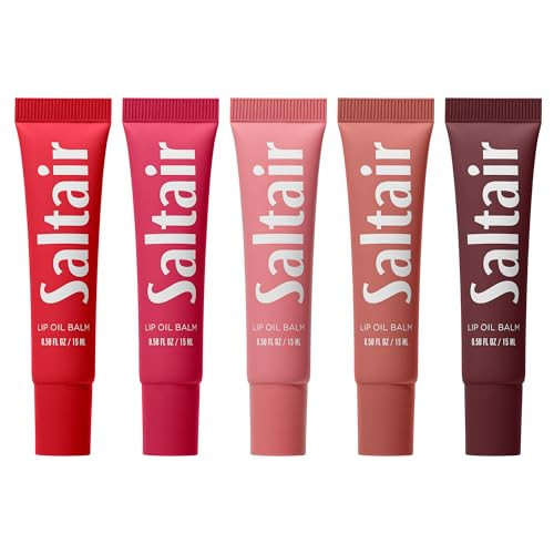 Saltair Hydrating Lip Oil Balm, Clear and Tinted Lip Gloss, Everyday Shades 5-Pack. Moisturizing Vegan Conditioning for Dry Cracked Lips with Glossy High-Shine Finish. Coconut Vanilla Flavor | Amazon (US)