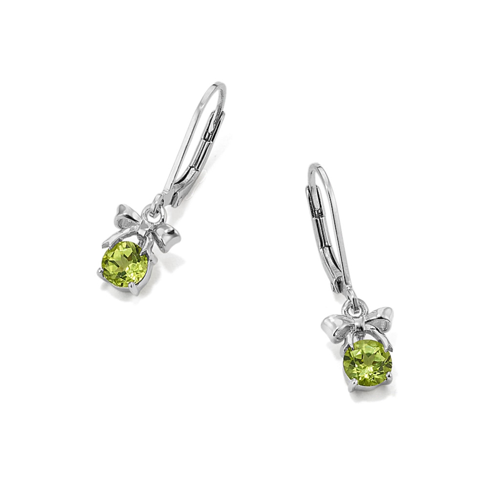 Gift-Bow Peridot Drop Earrings in Sterling Silver | Shane Co