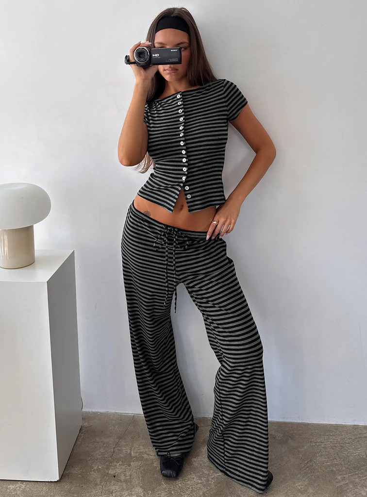 Gavrielle Jersey Wide Leg Pants Stripe | Princess Polly US