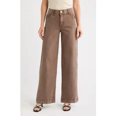 Wit & Wisdom 'Ab'Solution High Waist Wide Leg Jeans in Washed Mocha at Nordstrom, Size 2 | Nordstrom