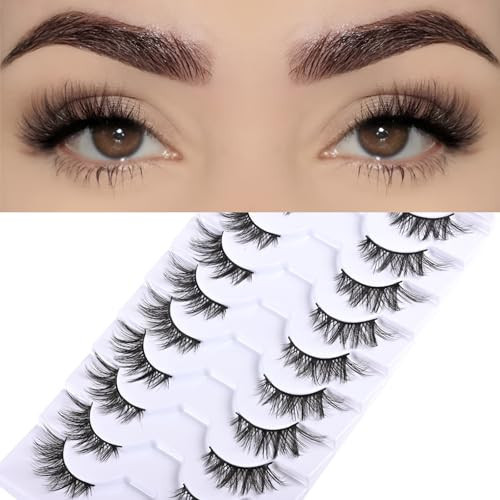 FARRED Half Lashes Short False Eyelashes Wispy Lash Strips Cat Eye Lashes Natural Look Fake Eyelashes Strip Eye Lash Pack 10 Pairs 8-15mm Pestañas | Amazon (US)