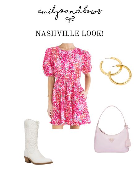 Nashville look! This outfit I wore night 1 for dinner & drinks! This dress from shop Avara is the perfect summer sundress! Great with sandals, a heel or cowgirl boots!