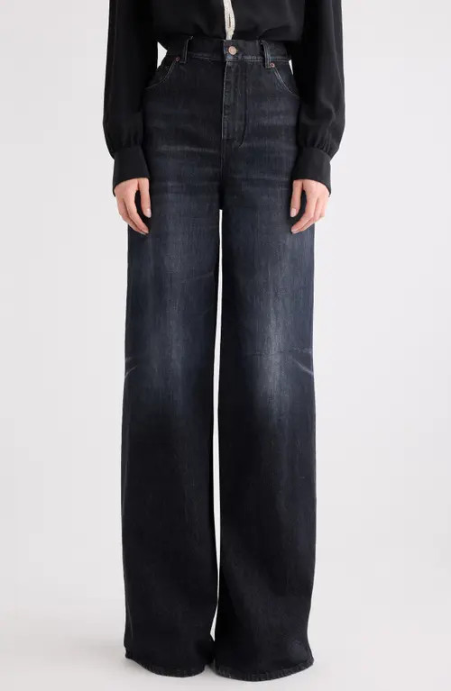 Chloé High Waist Wide Leg Jeans in Onyx Black at Nordstrom, Size 30 | Nordstrom
