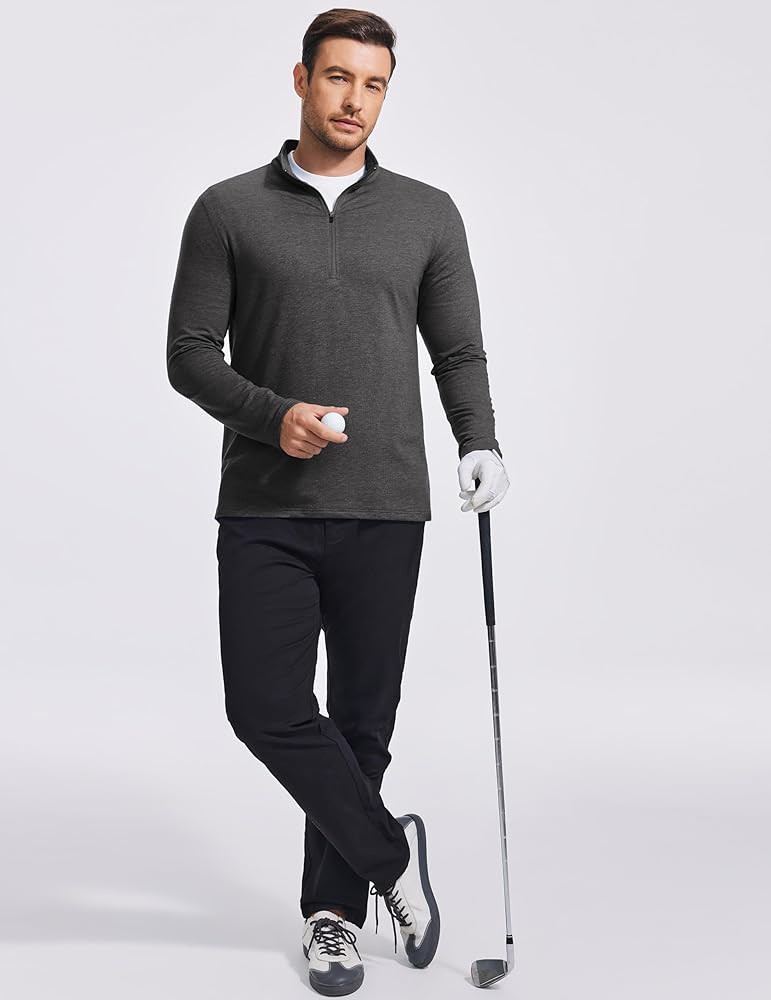 PINSPARK Men's Quarter Zip Up Pullover Mock Neck Sweatshirts Long Sleeve Golf shirts Performance ... | Amazon (US)